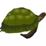 Leiketaidetta suuresta vanhasta kilpikonnasta vihreällä ja ruskealla