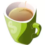Vektor Klipart zelený hrnek čaje