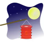 Chinese lantern op maanlicht vectorafbeeldingen