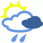 Aurinkoinen ja sateinen päivä Sääsymboli vektori kuva