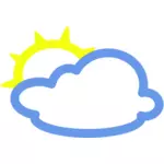 Vaaleat pilvet, joissa on aurinkosääsymbolin vektorikuva