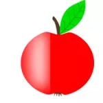 लाल सेब वेक्टर छवि एक हरी पत्ती के साथ