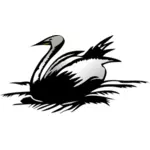 Линия искусства векторное изображение лебедя