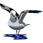 Vector graphics of seagull flying up
