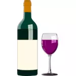 Vinflaska och ett glas rött vin vektorbild
