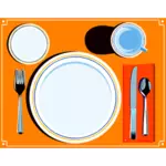 Gambar vektor menata meja makan dengan sendok garpu