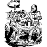 Dos astronautas del espacio n peligro vector illustration