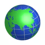 亚洲世界地球仪矢量图像