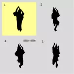 Vektorbild av fyra steg av Awa dans