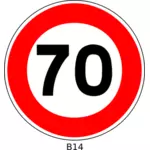 Vector afbeelding van 70 snelheid beperking verkeersbord