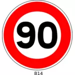 90 की गति सीमा यातायात संकेत के वेक्टर चित्रण