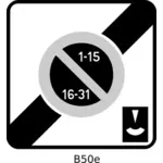 Vetor desenho de sinal de disco preto e branco de zona de estacionamento