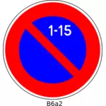 Vectorillustratie van parkeren verboden vanaf 1 tot en met 15 maand Franse verkeersbord