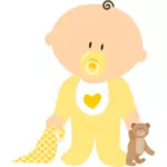 Poikavauva keltaisissa vaatteissa