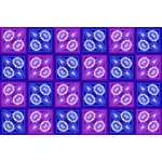 Naadloze patroon in blauw en paars