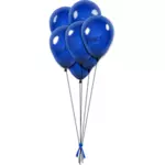 Vector image of blue balloons on strings with ribbon