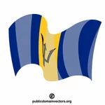 Barbados state flag waving