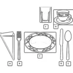 Vector graphics of basic table setting diagram