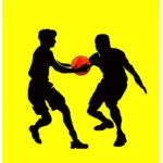 בתמונה וקטורית צללית של סצנה משחק כדורסל