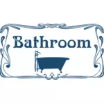 Grafika wektorowa znaku zdobione drzwi łazienki niebieski