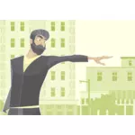 Vector clip art of bearded man pointing