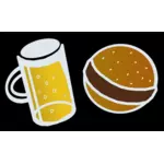 Beer and hamburger