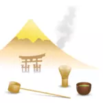 Dibujo vectorial de escena de té japonés
