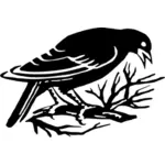 Silhouette of a small bird picking on a branch vector illustration