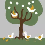 Birds and chickens vector image