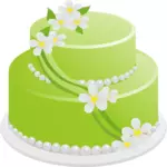 Vector tekening van groene verjaardagstaart