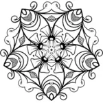 Abstract detailed flower design in black and white vector clip art