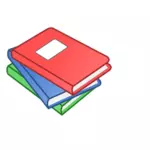 Clip art of stack of three books with labels