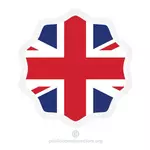 Britannian lippu pyöreässä tarrassa