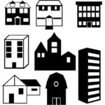 Vector image of set of building silhouettes