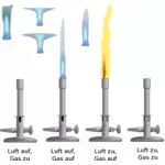 Ilustración de vector de conjunto de quemadores de gas