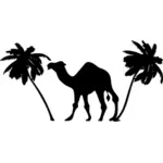 Camel and palm trees