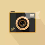 Vektorgrafikken retro kamera med blits på brun bakgrunn