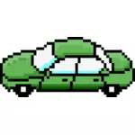 Vector illustration of side view of green car pixel art