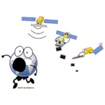 Cartoon about satellites and the world