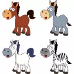 ClipArt vettoriali di selezione di cavalli di cartone animato
