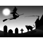 Silhouette clip art of Halloween landscape