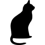 Şedinţa pisica silueta de desen vector
