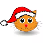 Cat with Santa Claus hat vectopr