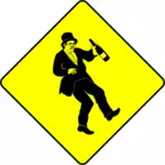 Vector clip art of caution drunk people sign