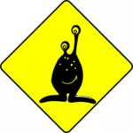 Vector graphics of aliens caution sign