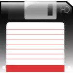 Disco floppy con immagine vettoriale etichetta