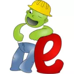 Vector image of worker with a yellow helmet