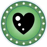 Zelené srdce odznak vektorové ilustrace