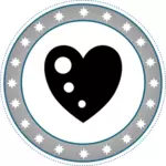 Grayscale heart badge vector image
