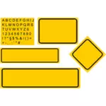 Ilustraţia vectorială de şabloane de etichete poştale galben set